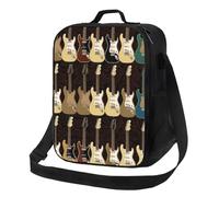 Borsa per il pranzo con motivo chitarra artistica per donne e uomini, isolata, riutilizzabile, a prova di perdite, contenitori per alimenti a tracolla, borsa per pasti per lavoro, viaggi all'aperto