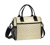 Borsa per il pranzo con motivo dorato di lusso, per ragazzi, a tracolla, per ragazzi, insegnanti, picnic