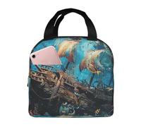 Borsa per il pranzo con naufragio sotto il mare per donne e uomini Ocean Fish isolata Lunch Box a prova di perdite Termica Cooler Tote Bag Pasto per Lavoro Scuola Picnic Escursioni