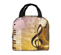 Borsa per il pranzo con note musicali per pianoforte, violino, borsa da picnic, borsa da lavoro, borsa per conservare la freschezza del campeggio