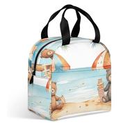 Borsa per il pranzo con ombrello e orso per adulti, a prova di perdite, isolata, con cerniera e tasche multiple, grande capacità, per ufficio, lavoro, picnic