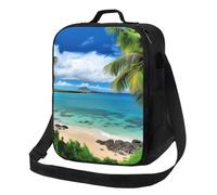 Borsa per il pranzo con palma tropicale Hawaii Beach per donne uomini adulti isolata Lunch Box riutilizzabile a prova di perdite Borsa per il pranzo grande capacità Contenitore per alimenti portatile