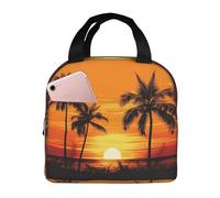 Borsa per il pranzo con palme tropicali al tramonto, borsa da picnic isolata, borsa da lavoro, borsa per conservare la freschezza e conservare la freschezza del campeggio