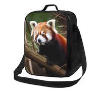 Borsa per il pranzo con panda rosso su ramo di albero per donne e uomini, riutilizzabile, per ufficio, picnic, contenitore per il pranzo isolato, a prova di perdite, borsa portatile per il pranzo da