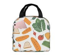 Borsa per il pranzo con pane vegetale per donne e uomini con carote isolata scatola per il pranzo a prova di perdite termica borsa termica per pasti per lavoro, scuola, picnic, escursionismo