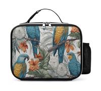 Borsa per il pranzo con pappagalli sui rami, riutilizzabile, isolata, con porta bottiglia d'acqua, portatile, impermeabile, a prova di perdite, borsa per il pranzo per donne e uomini, lavoro, viaggi