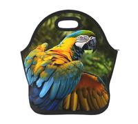 Borsa per il pranzo con pappagallo blu con ali gialle per donne e uomini, riutilizzabile, borsa termica per il pranzo, grande capacità, contenitore per il pranzo, per lavoro, ufficio, picnic, viaggi