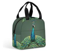 Borsa per il pranzo con pavone con nappe, per donne e uomini, portatile, isolata, con manico, a prova di perdite, riutilizzabile, per lavoro, picnic, viaggi
