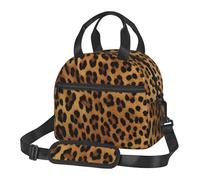 Borsa per il pranzo con pelle di leopardo per uomini e donne, isolata, per adulti, riutilizzabile, con tracolla regolabile, grande capacità, a prova di perdite, per lavoro, viaggi, ufficio