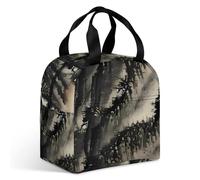 Borsa per il pranzo con pittura cinese per adulti, a prova di perdite, isolata, con cerniera e tasche multiple, grande capacità, per ufficio, lavoro, picnic