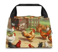 Borsa per il pranzo con pollo arrosto gallina fattoria scatola per il pranzo per le donne borsa termica per il pranzo di grande capacità borsa per il pranzo