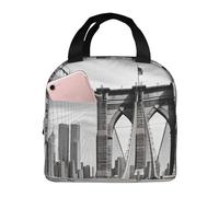 Borsa per il pranzo con ponte di Brooklyn da donna, riutilizzabile, borsa termica per il pranzo, borsa portatile per il pranzo da uomo, grande capacità, contenitore per il pranzo per lavoro, picnic