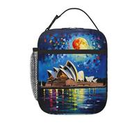 Borsa per il pranzo con riflessione artistica del vivace Teatro dell'Opera di Sydney, riutilizzabile, a prova di perdite, portatile, isolata, per picnic, ufficio, escursionismo, pesca.