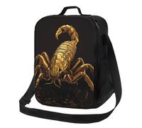 Borsa per il pranzo con scorpione dorato, per donne e uomini, borsa termica riutilizzabile, a prova di perdite, con tracolla regolabile, graziosa borsa per il pranzo per adulti