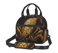 Borsa per il pranzo con scorpione dorato per donne e uomini borse riutilizzabili per il pranzo isolata scatola per il pranzo a tenuta stagna borsa per il pranzo grande capacità contenitori per