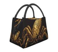 Borsa per il pranzo con scorpione dorato per donne e uomini, isolata, riutilizzabile, a prova di perdite, con tasche laterali, contenitori per alimenti più freddi, grande borsa per pasti per lavoro