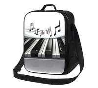 Borsa per il pranzo con simbolo musicale di pianoforte per donne e uomini, isolata, riutilizzabile, a prova di perdite, contenitori per alimenti a tracolla, borsa per pasti per lavoro, viaggi