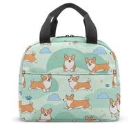 Borsa per il pranzo con simpatico cane Corgi, per la scuola, isolamento termico, regalo per amanti dei cani, 23 x 13 x 21 cm, portatile (08)