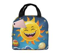 Borsa per il pranzo con sole dei cartoni animati per donne e uomini adulti isolata Lunch Box riutilizzabile a prova di perdite Borsa per il pranzo di grande capacità Contenitore per alimenti portatile
