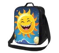 Borsa per il pranzo con sole dei cartoni animati per donne e uomini adulti isolata Lunch Box riutilizzabile a prova di perdite Borsa per il pranzo di grande capacità Contenitore per alimenti portatile