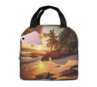 Borsa per il pranzo con spiaggia tropicale al tramonto, borsa da picnic, borsa da lavoro, borsa per conservare la freschezza del campeggio, borsa da picnic
