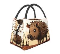 Borsa per il pranzo con stampa animata di cinghiale per donne e uomini, borsa termica per il pranzo, riutilizzabile, di grande capacità, per viaggi, picnic