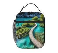 Borsa per il pranzo con stampa del parco nazionale dei laghi di Plitvice, per ufficio, lavoro, picnic, borsa termica per il pranzo, riutilizzabile, per adulti