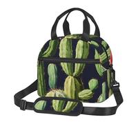 Borsa per il pranzo con stampa di cactus tropicali di grande capacità, isolata, simpatica, divertente, per donne, uomini, studenti, viaggi