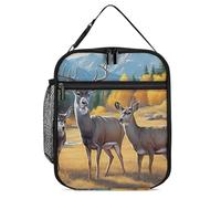 Borsa per il pranzo con stampa di cervo mulo, cervo maschio, cerbiatta e c