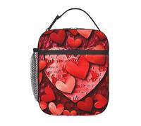 Borsa per il pranzo con stampa di cuori rossi, per donne e uomini, borsa termica per il pranzo, riutilizzabile, borsa da viaggio per ufficio