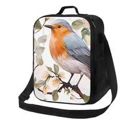 Borsa per il pranzo con stampa floreale ad acquerello pettirosso per donne e uomini isolata scatola per il pranzo riutilizzabile a prova di perdite borse per il pranzo più fresco contenitori per