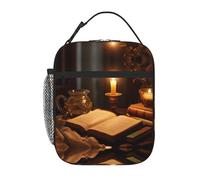 Borsa per il pranzo con stampa notturna a lume di candela per ufficio, lavoro, picnic, borsa per il pranzo riutilizzabile per adulti