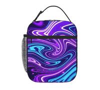 Borsa per il pranzo con tasche Neon Waves | Piccolo dispositivo di raffreddamento compatto riutilizzabile della scatola di pranzo isolata per il viaggio del lavoro