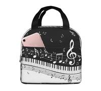 Borsa per il pranzo con tasti di pianoforte con note musicali, borsa da picnic, borsa da lavoro per conservare la freschezza del campeggio, borsa da picnic