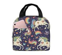 Borsa per il pranzo con unicorno Pegasus arcobaleno farfalla borsa da picnic isolata borsa da lavoro borsa per conservare la freschezza del campeggio