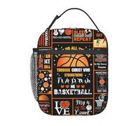 Borsa per il pranzo da basket Strengthens Me, portatile, isolata, grande, capiente, con cerniera, tasca esterna in rete