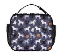 Borsa per il pranzo da donna a prova di perdite portatile per ragazze adolescenti mantiene il cibo caldo Borsa tote di grande capacità per scuola, ufficio, campeggio, picnic, Happy Halloween Unicorni