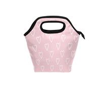 Borsa per il pranzo da donna con manico curvo piccola scatola per il pranzo per le donne Resistente all'acqua mini borsa termica per escursionismo campeggio astratta cuori forma disegnato linee audaci