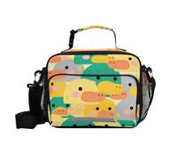 Borsa per il pranzo da donna con motivo di anatra gialla e verde, con tracolla, per bambini, infermiere, asilo