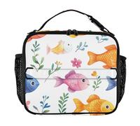 Borsa per il pranzo da donna, resistente all'acqua, per adolescenti, mantiene il cibo caldo e più fresco, borsa termica per pasto per lavoro, ufficio, cartone animato, divertente, pesce bianco