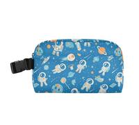 Borsa per il pranzo da donna, resistente all'acqua, per ragazze, mantiene il cibo caldo, isolata, borsa termica per scuola e viaggi, motivo cartone animato blu, spazio, pianeta, astronauta