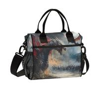 Borsa per il pranzo da uomo, borsa termica per il pranzo, grande, con drago di guerra, a prova di perdite, per ufficio, viaggio, borsa per il pranzo, M