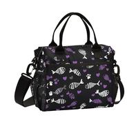 Borsa per il pranzo da uomo, borsa termica per il pranzo, grande, da lavoro, bianco, viola, lisca di pesce, a prova di perdite, per ufficio, viaggio, borsa per il pranzo M