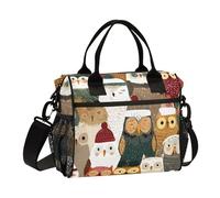 Borsa per il pranzo da uomo, borsa termica per il pranzo, grande, da lavoro, gufo, cappello di Natale, a prova di perdite, per ufficio, viaggio, borsa per il pranzo M