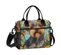 Borsa per il pranzo da uomo con motivo Yorkshire Terrier con tracolla per la cucina dei ragazzi