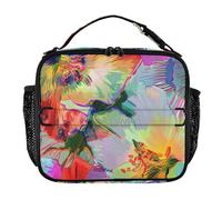 Borsa per il pranzo da uomo con tasche con cerniera, isolante, mantiene il cibo caldo e più fresco, borsa termica per picnic, escursionismo, campeggio, fiore colorato colore neon