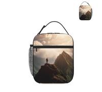 Borsa per il pranzo Donna in cima a una montagna Borsa termica a tenuta stagna Borsa termica per picnic e viaggi