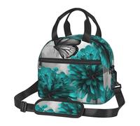 Borsa per il pranzo grigia con fiori e farfalle per donne e uomini riutilizzabile borsa per il pranzo isolata scatola per il pranzo a tenuta stagna borsa per il pranzo grande capacità contenitori per