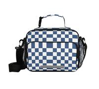 Borsa per il pranzo in tartan americano bianco e blu con tracolla da donna borse per il pranzo per lavoro per ragazzo college