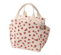 Borsa per il pranzo in velluto a coste con fodera isolante, per lavoro e scuola, grande capacità per contenitori multipli, materiale con comode maniglie per il trasporto (beige dell'amore)